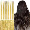 WENNALIFE Pennello per capelli champagne, 120 cm, tinsel per capelli, 1200 ciocche di brillantini, per festival e feste