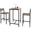 SoBuy Set 3 pezzi Tavolo con 2 sgabelli Mobile bar per casa stile industriale, L60*P60*A97cm, legno e metallo OGT27-N