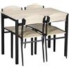HOMCOM Set da Pranzo da 5 Pezzi con 1 Tavolo Rettangolare e 4 Sedie, in Acciaio e MDF, Nero e Rovere