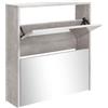 vidaXL Scarpiera con Specchio a 2 Livelli Grigio cemento 63x17x67 cm