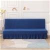 DOTBUY-SHOP Copridivano Senza Braccioli con Gonna, Elasticizzato Copridivano 3 Posti Universale Fodera per Divano Senza Braccioli per Soggiorno Casa (Blu Navy,190-220cm)