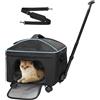 Babenest Trasportino per gatti con ruote staccabili, approvato dalle compagnie aeree, trasportino da viaggio per cani e gatti di piccola taglia, con manico telescopico e tracolla, per auto, viaggi su