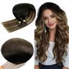 RUNATURE Extension Capelli Veri Cheratina Balayage Nero a Marrone con Biondo 30cm 50 Ciocche 40g Corto Extension Cheratina #1B/6/27