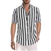 LCpddajlspig Camicia Lino Uomo a Righe Cotone Manica Lunga Camicia Lino Uomo Slim Fit Casual Estiva Camicia Uomo Leggere Trama Western Regular Fit