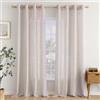 EMEMA Tende Lino Trasparente con Occhielli Tenda a Traslucido Tende Moderne a Vela per Porte Balcone Adatte per Soggiorno Camera da Letto 2 Pannelli 140x300 cm Avorio