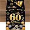 Vspek Runner da Tavola per 60° Compleanno Nero e Oro Decorazione per Compleanno Tavolo Lavabile per Uomini Donne Runner Tavolo per Interni ed Esterni cene di Famiglia Casa Feste Cucina Anniversari Vacanze