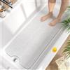 HITSLAM Tappetino Vasca Antiscivolo da Bagno 100x40cm, Extra lungo Tappetino Doccia Antiscivolo, PVC Morbido Loofah Tappetino Bagno, Asciugatura Rapida Tappeto Vasca, Senza Ventosa, Bianco