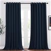 PONY DANCE Tende Oscuranti con Anelli Tenda Divisori Moderne per Soggiorno Curtains Termiche Isolanti per Interni e Salotto 2 Pezzi L 200 x A 260 cm, Blu Scuro