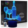Comiwe Bicchiere di Vino Luce Notturna di Illusione 3D,16 Colori Controllo Touch e Telecomando,Lampada da Comodino Tavolo LED per Decorazioni la Casa,Regalo Creativo per Pub amici e familiari