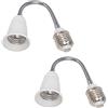 DZYDZR 2pcs Portalampada E27 da 29 cm Flessibile Adattatore Prolunga a Collo di Cigno Bianco Per Lampadine a LED（1ft）