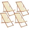 Giordanoshop Set 4 Sedie Sdraio Reclinabile Pieghevole 60x106x88 cm in Legno Relax Noemi