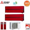 Mitsubishi Electric CLIMATIZZATORE CONDIZIONATORE MITSUBISHI ELECTRIC DUAL SPLIT INVERTER MSZ-LN KIRIGAMINE STYLE ROSSO RUBINO R-32 12000+12000 con MXZ-2F53VF Wi-Fi NEW 12+12