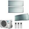 Daikin CLIMATIZZATORE CONDIZIONATORE DAIKIN BLUEVOLUTION TRIAL SPLIT INVERTER STYLISH SILVER R-32 WI-FI 9000+9000+18000 CON 3MXM68N - 9+9+18 - NEW TOTAL SILVER FTXA-BS