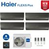 Haier CLIMATIZZATORE CONDIZIONATORE HAIER QUADRI SPLIT INVERTER FLEXIS PLUS BLACK R-32 7000+9000+9000+12000 CON 4U85S2SR3FA WI-FI hOn - NEW -7+9+9+12