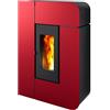 Mcz STUFA A PELLET SLIM VENTILATA MCZ ALEA AIR 7 S1 7 KW IN ACCIAIO COLORE BORDEAUX