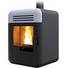 Mcz STUFA A PELLET MCZ THEMA AIR 8 H1 8 KW IN ACCIAIO NERO E GRIGLIA FRONTALE IN CERAMICA BIANCA