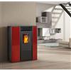 Karmek One STUFA A PELLET KARMEK ONE MOD. ALICE 14,3 KW AD ARIA VENTILATA IN ACCIAIO ROSSO