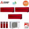 Mitsubishi Electric CLIMATIZZATORE CONDIZIONATORE MITSUBISHI ELECTRIC TRIAL SPLIT INVERTER MSZ-LN KIRIGAMINE STYLE ROSSO RUBINO R-32 9000+9000+9000 con MXZ-3F54VF Wi-Fi NEW 9+9+9