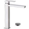 REMER MISCELATORE MONOCOMANDO Q-DESIGN QD10LXL PER LAVABO ALTO CON SCARICO QUADRATO
