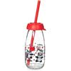 Home 7769204 Barattolo con Cannuccia Funny Kids, Decoro Panda, Vetro, 0.25 Lt, Glass, White