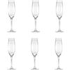 Livellara Milano Flute 210 ml Vetro, Set da 6, Bicchieri Particolari per Matrimonio, Anniversario, Laurea, Stile Rococò, Collezione: Luigi XV