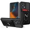 MEMELOKA Cover per Motorola Edge 50 Fusion 5G, Rigida PC Back e TPU Bumper Antiurto Custodia Protettiva[Slidable Fotocamera Proteggi][Slot per Schede][Supporto Girevole] - Nero