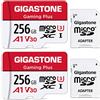 Gigastone Micro SD 256 GB Set da 2, Gaming Plus Serie, A1 U3 V30, Velocità Fino a 100/60 MB/Sec(R/W) con Adattatore SD. per Telefono Fotocamere Videocamera Tablet Gopro Nintendo Switch