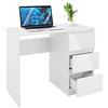 ML DESIGN modern living ML-Design Scrivania Con 3 Cassetti Bianco Opaco 90x76x50 cm Cassetti Frontali Lucidi Pannelli MDF Scrivania Da Lavoro Moderno Semplice Elegante Tavolo Per Laptop PC Per Casa Ufficio Archiviazione