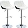 Homewell Set di 2 sgabelli da bar ergonomici in pelle PU con morbido cuscino, girevoli, regolabili in altezza, base per sedia da bar in metallo con poggiapiedi (2, bianco+nero)