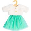 Heless 1370 - Abbigliamento per Bambole in Design Yuki, Set 2 Pezzi in Bianco e Turchese, con Giacca e Gonna in Tulle Glitterato per Bambole e Peluche di Taglia 28-35 cm