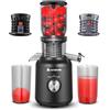 AAOBOSI Estrattore frutta e verdura - AOBOSI 250W Centrifuga frutta e verdura- Estrattore con diametro di 103 MM e 2 filtri. 1.2L Estrattore di succo con 2 brevetti e protezione termica di 40 minuti, Nero.