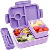 Bugucat Lunch Box 1300ML, Portapranzo Bento Box Contenitori 5+2 Scomparti, Pranzo Impilabile Schiscetta Pranzo da Ufficio, Porta Pranzo ermetico con Forchetta e Cucchiaio Microonde Sicuro,Viola