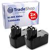 Trade-Shop 2 batterie Ni-MH ad alte prestazioni per avvitatore a batteria Bosch GSB 14.4 VE, GSB 14.4 VE-2, PSR 14.4 VES, PSR 14.4 VES-2, B2610-26156801/14,4 V, 3300 mAh