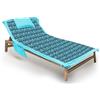BIANCHERIAWEB Telo Mare Microfibra Lettino con Cuscino E Tasche Modello Fashion Summer Lettino Turchese