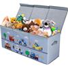 decalsweet Scatola di Giocattoli Extra Large con Coperchio Ribalta per Bambini, Contenitore Porta Giochi Pieghevole Oxford, Baule Portagiochi Impermeabile per Ragazze Ragazzi, 96×32×40 cm (Animali Auto)