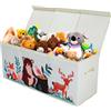 decalsweet Scatola di Giocattoli Extra Large con Coperchio Ribalta per Bambini, Contenitore Porta Giochi Pieghevole Oxford, Baule Portagiochi Impermeabile per Ragazze Ragazzi, 96×32×40 cm (Animali Foresta)