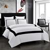 OSVINO Copripiumino Una Piazza e Mezza 200x200 cm e 2 Federe 50x75 Biancheria da Letto Bianco e Nero Microfibra Set Copripiumino Hotel Stripe Morbida Confortevole