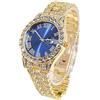 HALUKAKAH Quadrante Blu Orologio Oro con Diamanti,Uomo Placcato Oro Vero 18k Quarzo Cinturino 24cm,con Pacco Regalo