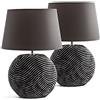 Brubaker Set in due BRUBAKER Lampada da tavolo in ceramica anthracite, paralume anthracite - Altezza 38 cm