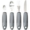 Ksvaye Set di 4 Posate Disabili Acciaio Inox, Posate per Disabili, Coltello,Cucchiaio e Cucchiaino Set di Posate Disabili per Anziani Persone Affette da Parkinson o da Tremori