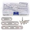 Glarks Set di 35 staffe angolari piatte in acciaio inossidabile da 5,1 cm, 7,6 cm, 10,2 cm, per riparazione di piastre di giunzione e 80 viti, 115 pezzi in totale - Argentato