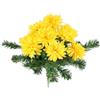 Flair Flower Bouquet con crisantemi artificiali e rami di abete, fiori artificiali, decorazione da tavolo, decorazione per tomba, decorazione per cimitero, decorazione per il cimitero