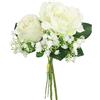 Flair Flower Fiori artificiali, set di 3 rose, fiori artificiali, rose di seta, per matrimoni, decorazioni floreali, fiori singoli, fiori decorativi, ramoscello artificiale, bianco