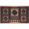 Foster 7682 008 - 7682008 - Piano Cottura a gas Milanello Copper da 80 cm - 5 fuochi - Copper Satinato - PVD - Inox - Filotop / Sovratop - Griglie in ghisa