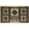 Foster 7682 009 - 7682009 - Piano Cottura a gas Milanello Gold da 80 cm - 5 fuochi - Gold Satinato - PVD - Inox - Filotop / Sovratop - Griglie in ghisa