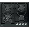 Foster 7041 632 - Piano Cottura a gas da 60 cm - Linea Power Glass - Vetroceramica Nero - Misure 60 x 51 cm - 4 fuochi - Griglie in ghisa - Manopole Frontali