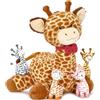 MorisMos Giraffa Peluche Gigante XXL, 50cm Mamma Giraffa con 4 Kawaii Bambino Realistico Animali di Peluche Grande Morbido Peluche Regalo per Bambini Compleanno Natale Deco
