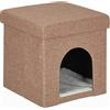 Relaxdays Casetta per Gatti, Pouf per Sedersi, HLP: 38,5x37x37 cm, Cuccia per Cani Piccoli, Lettino Mici, Marrone Chiaro