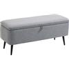 HOMCOM Panca Contenitore in Tessuto Effetto Velluto, per Camera, Soggiorno e Ingresso, 101x38.5x44.5 cm, Grigio