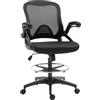 Vinsetto Sedia da Ufficio Traspirante ad Altezza Regolabile con Braccioli Ribaltabili, 64x60x106-126 cm, Nera